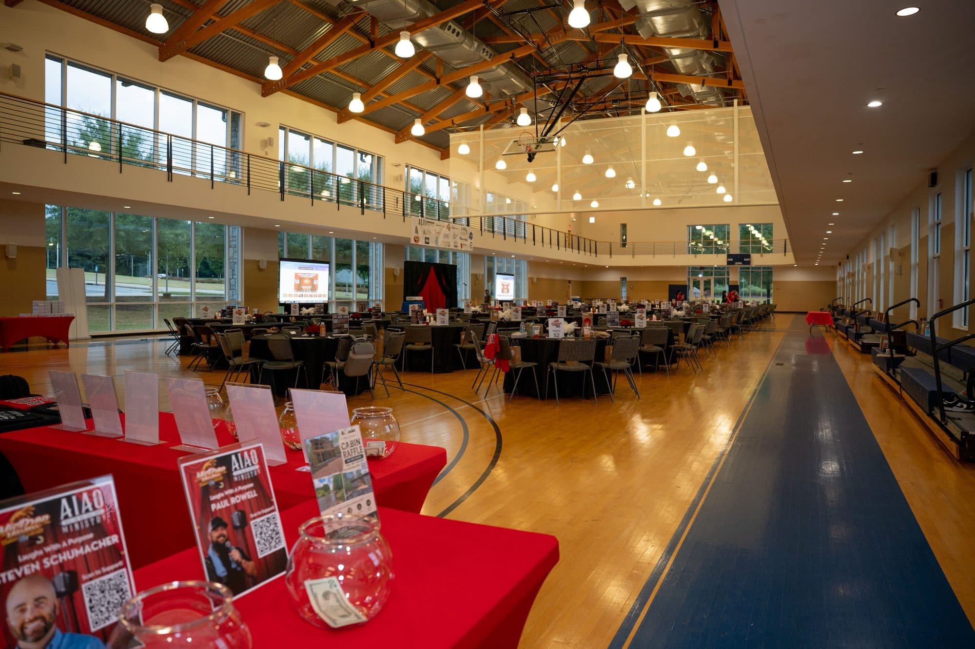 Event merchandise and signage at Mic Drop Masters 2026.