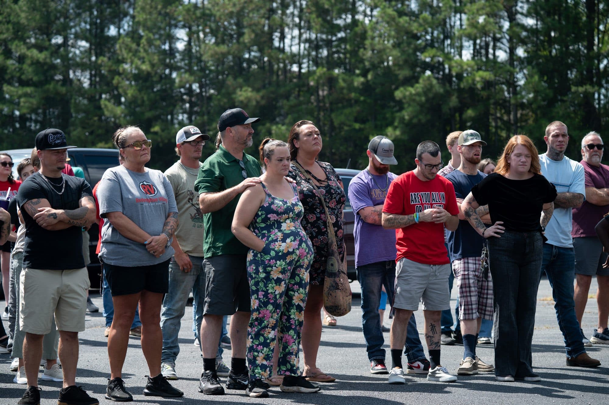 Guests gathered on site for the Redemption Village tiny homes groundbreaking.